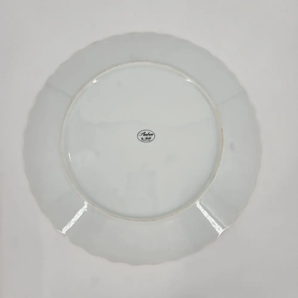 Vintage Andrea by Sadek porcelain cake plate floral gold scalloped edge Japan